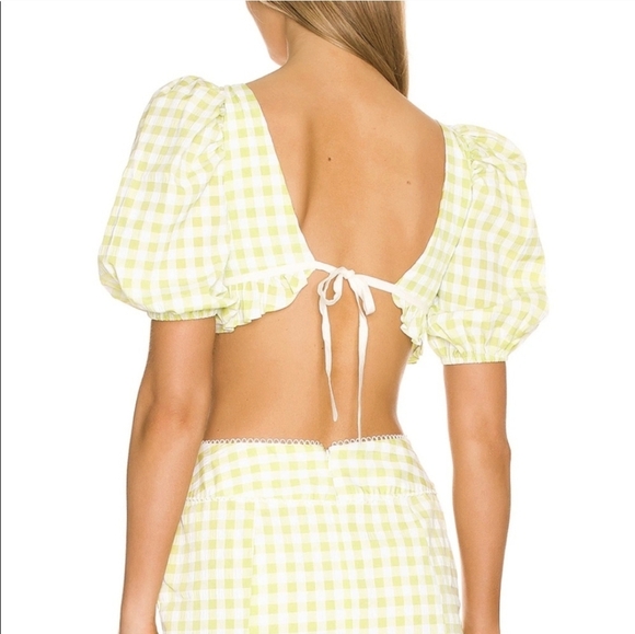 FOR LOVE & LEMONS Maureen Set Top And Skirt Green Gingham M Medium - Picture 13 of 15